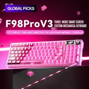 Aula F98pro V3 Mechanical Keyboard, Gaming Keyboard, 95 Keys, Wireless Triple Mode, Screen, Multi-Function Knob, RGB Backlight, RGB Lighting, RGB Backlit Keyboard, Large Battery Capacity, Compatible With Windows/Mac/iOS System Devices #GLOBAL PICKS