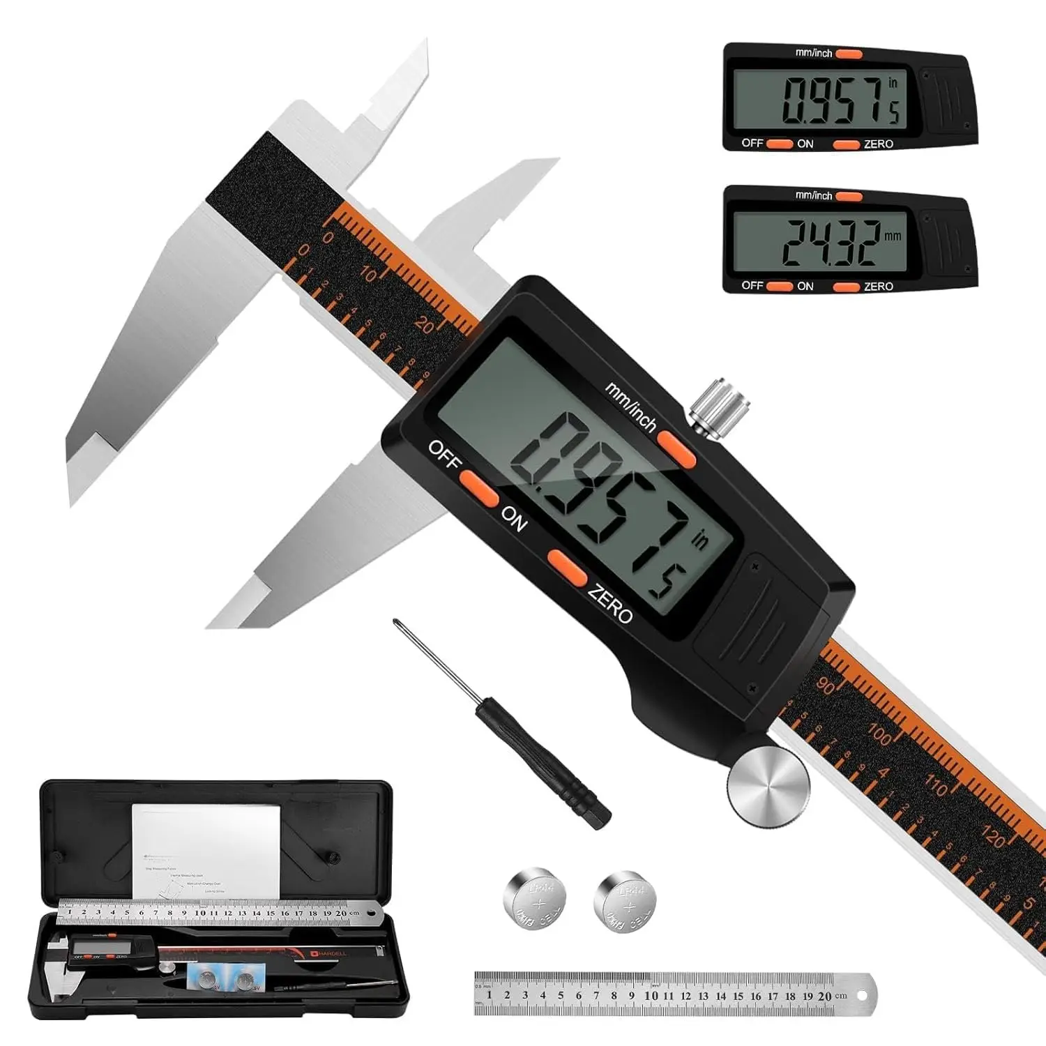 Digital Caliper 6 Inch with Large LCD Screen, Calipers Measuring Tool with Auto-Off Feature, Inch/Millimeter Conversion,  Vernier Caliper Micrometer for Jewelers/Woodworkers/DIY