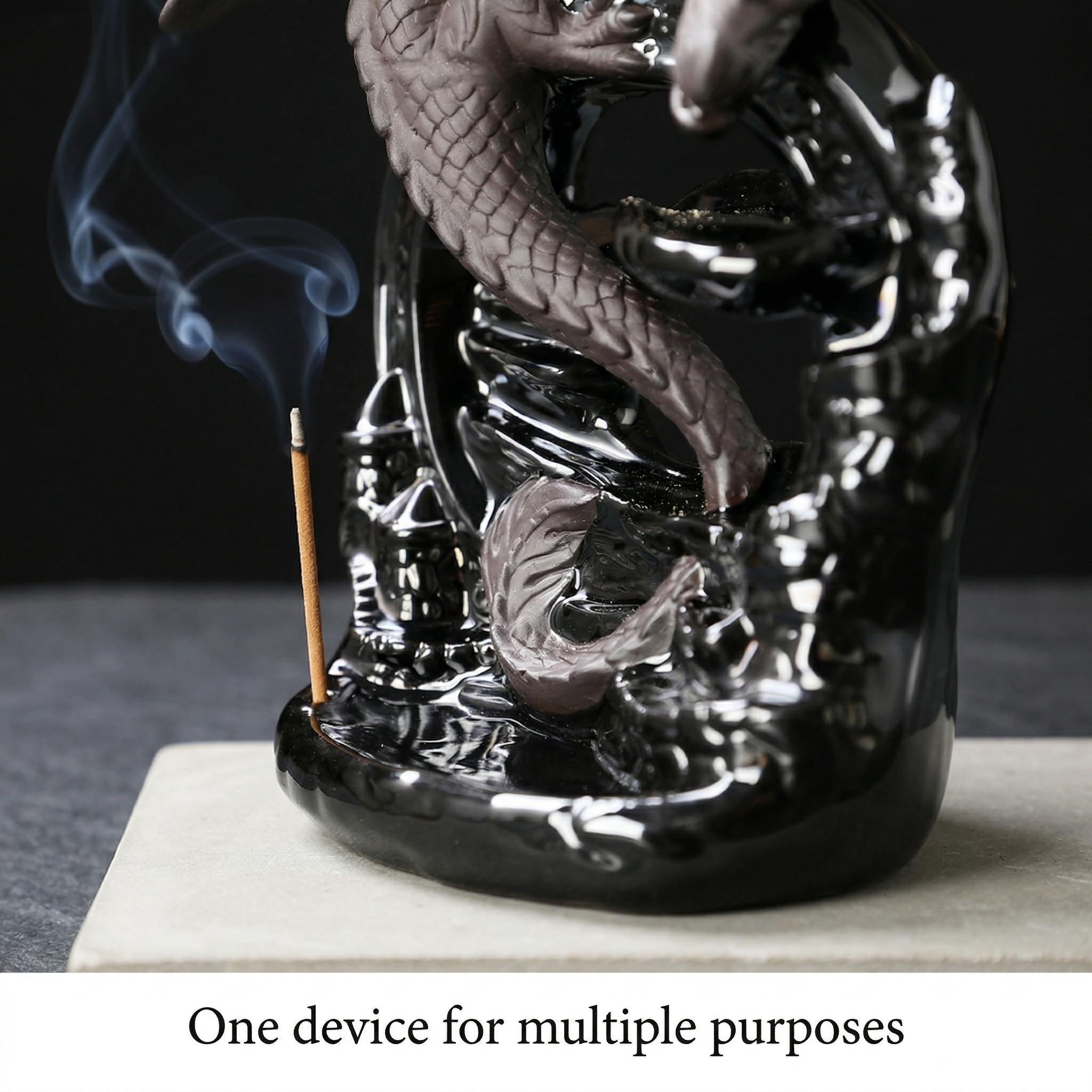 Ceramic ornaments / Dragonfly aroma diffuser with reverse-flow fragrance / Black dragonfly waterfall-style reverse-flow aroma decoration / Living room decoration / Garden decoration / Father's gift