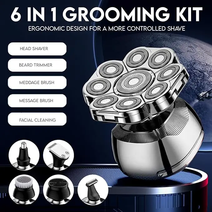 Head Shaver for Bald Men - 9D Waterproof Cordless Wet/Dry Skull & Bald Head Shaver with Rotary Blades Comfort