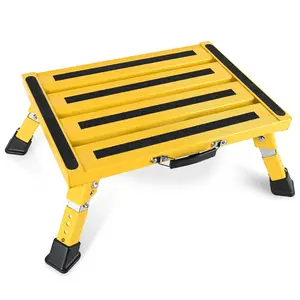 Nilight RV Yellow Folding Aluminum 4 Levels Adjustable Height Portable Platform Step