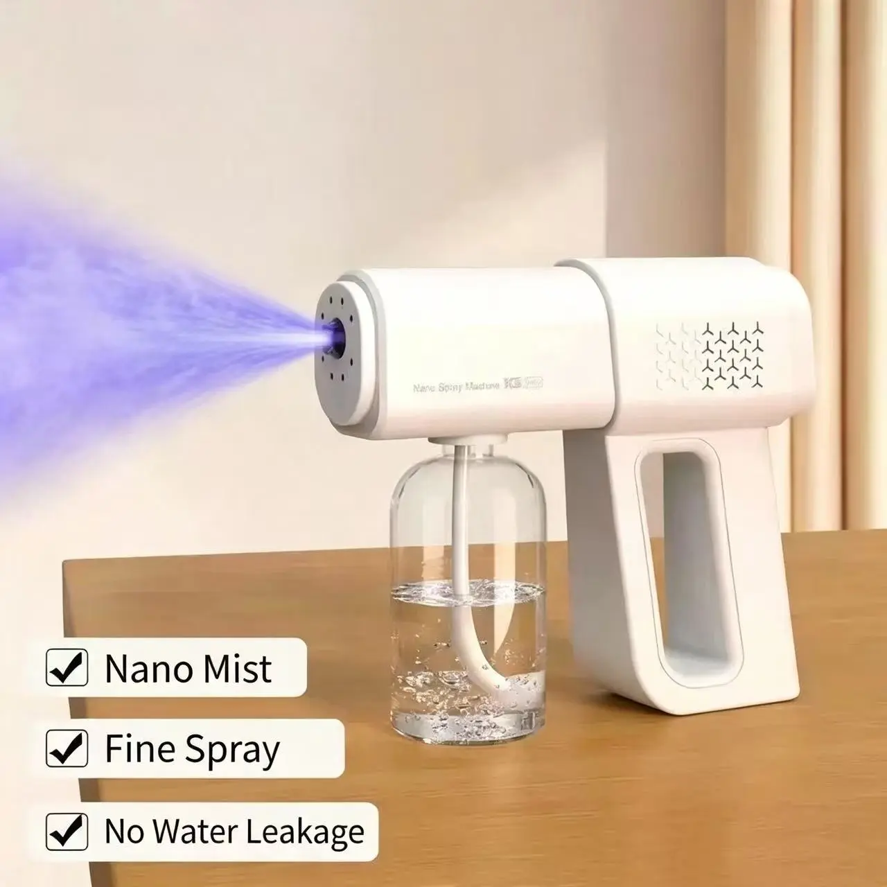 K5 Nano Spray Gun, Handheld Rechargeable Blue Light Mist Sprayer, 280ml Portable ULV Fogger for Home, Car & Fabric Care