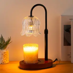Candle Warmer Lamp Electric Timer - Candles Height Adjustable Dimmable Warmers Scented Flower Lamps No Flame Heat Warm Melt Wax Jar Modern  Decor Table Lights for  Living Bedroom
