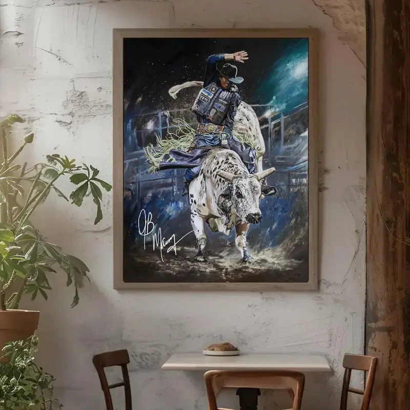 [No Frame] JB Mauney With Signature Poster, Dragonslayer Print Art, $7 Million Dollar Bull Rider Wall Art, Gift For Fans, Made In USA