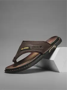 1 Pair Men's Business Casual Flip-Flops | Casual Daily Style | Premium Faux-Leather Upper + Secure Toe Post + Non-Slip Wear-Resistant Sole | Daily Commute / Beach Strolls / Home Relax, Versatile Outdoor Slides, Sandal