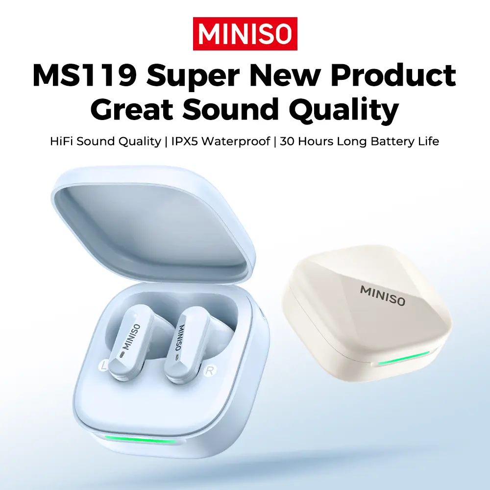 Miniso MS119 Wireless Headphones Bluetooth 6.0 Sport Earphone HIFI Sound Quality Deep Bass Earbuds Miniso MS119 Wireless Headphones Bluetooth 6.0 Sport Earphone HIFI Sound Quality Deep Bass Earbuds