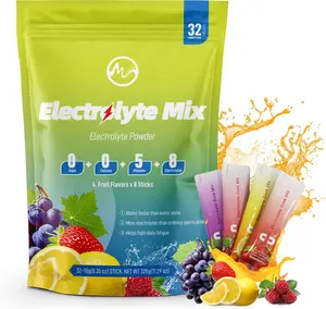 Electrolytes Powder Packets, 32 Sticks Hydration Packets Sugar Free, 0 Calorie with 5 Vitamins & 8 Electrolytes, Fruit Flavoured Hydration Powder Keto Friendly