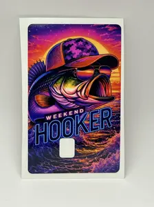 Weekend Hooker Neon Bass Credit Card Skin – Waterproof Fishing Debit Card Sticker Wrap