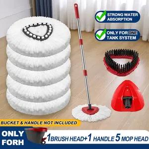 For O-cedar Microfiber Spin Mop Heads Refills & Scrub Brush ,for O-Cedar Easywring Spin Mop 1 Tank System Scrub Replacement Deep Cleaning Pack, Microfiber Mop Heads