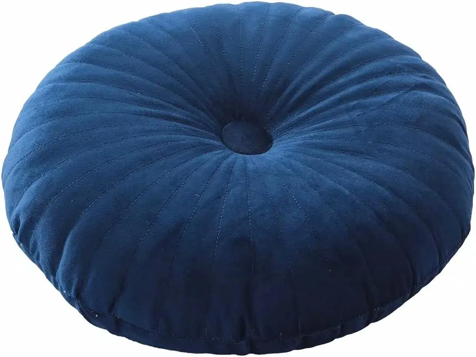 Round Pillow Cushion for Couch  Decorative Small Throw Pillow Solid Color for Living Room Bed Floor 13.7, Navy Blue
