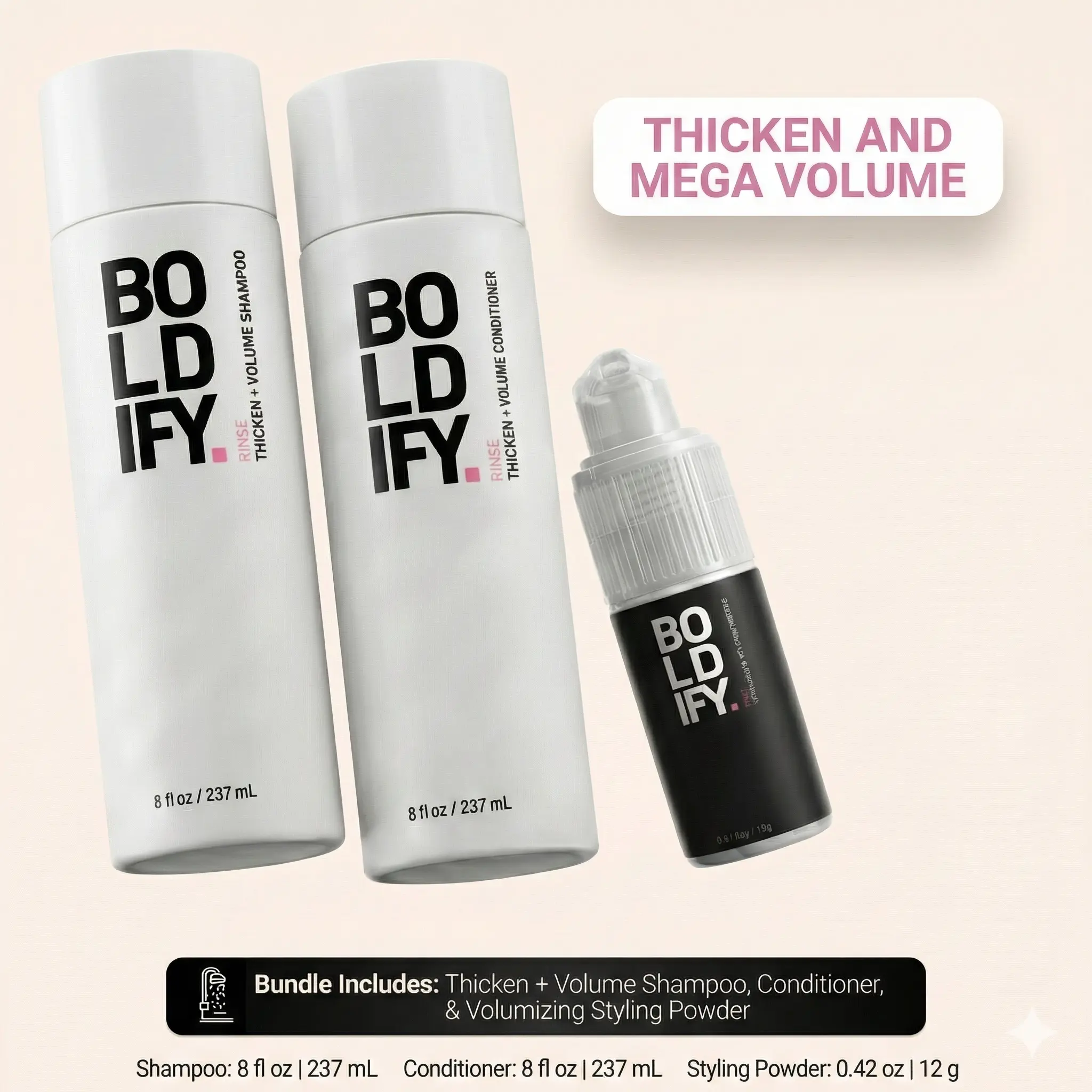 Shampoo, Conditioner and Volumizing Styling Powder