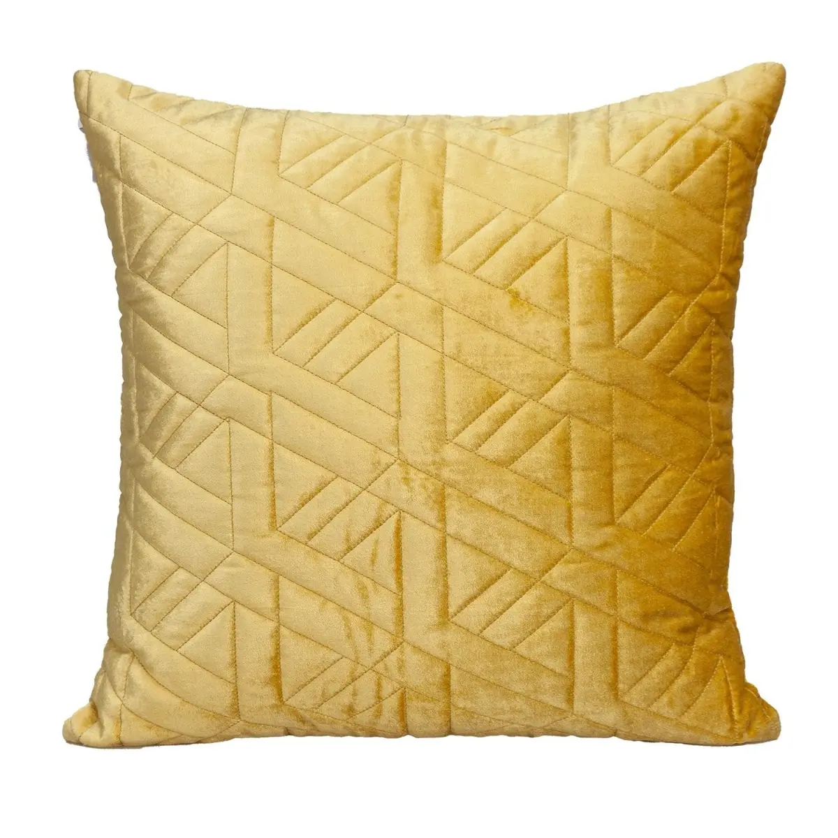 360 Stand Yellow Velvet Quilted Square Throw Pillow - Cotton Blend, Geometric Stitch, Durable, Soft, Lightweight Cushioning, Home Decorative Accent, Durable Cushions, Home Decorative Cushion, Quilted Front, 50% Viscose, Fabric Cushion, Room Decor