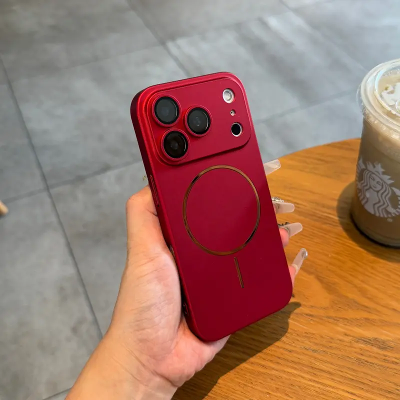 Luxury Magnetic Durable Multi-Model Smartphone Case, Full-Coverage Matte Cellphone Casing for iPhone 17 Pro Max/16/15/14/13 Handheld Devices, Shockproof Protector, Wireless Charge Compatible, Unisex Accessory