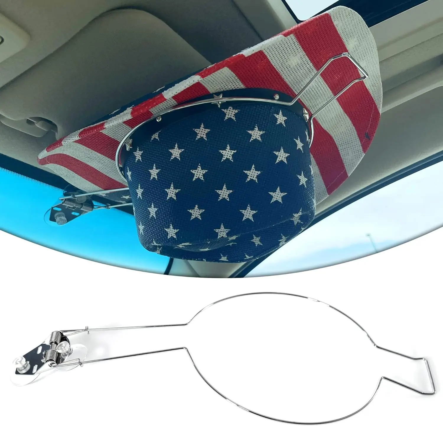 Cowboy Hat Holder - Hat Rack Clip for Western Hats - For Cars, Trucks and Vans - Complete with Suction Cups