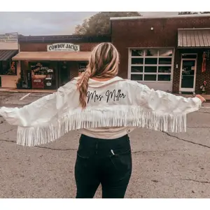 Bachelorette Cowgirl Disco Party Favor, Bride Fringe Jean Jacket, Nashville Party, Bachelorette Gift, Wedding Bridal Western Denim Jacket Top Classic Cotton Sweatshirtrt And Elegance Hoodie U