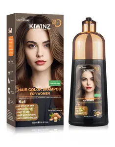 KIWINZ Professional 5-in-1 Women's Hair Dye Shampoo - Black Dry, Argan Oil & Keratin, No Stain, Anti-Hair Loss, Moisturizing, Breakage Repair, 500ml