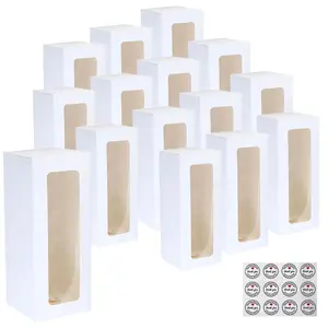 White Bakery Boxes with Window, 8.7'x3.15'x3.15' , White Paperboard Treat Boxes for Cookies, Pastry, Cookies, Strawberries, Macarons