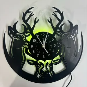 Forest Deer-Themed Vinyl Wall Clock, LED Silent Design, Perfect for Office & Home Decor, Ideal Gift for Holidays & Special Occasions, Led Wall Clocks