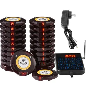VEVOR Restaurant Pager System, Wireless 500m Long Range Lineup Waiting Queue Signal, Guest Customer Calling Beepers with Vibration Flashing, 20 Buzzers for Food Truck, Church, Nursery, Hospital