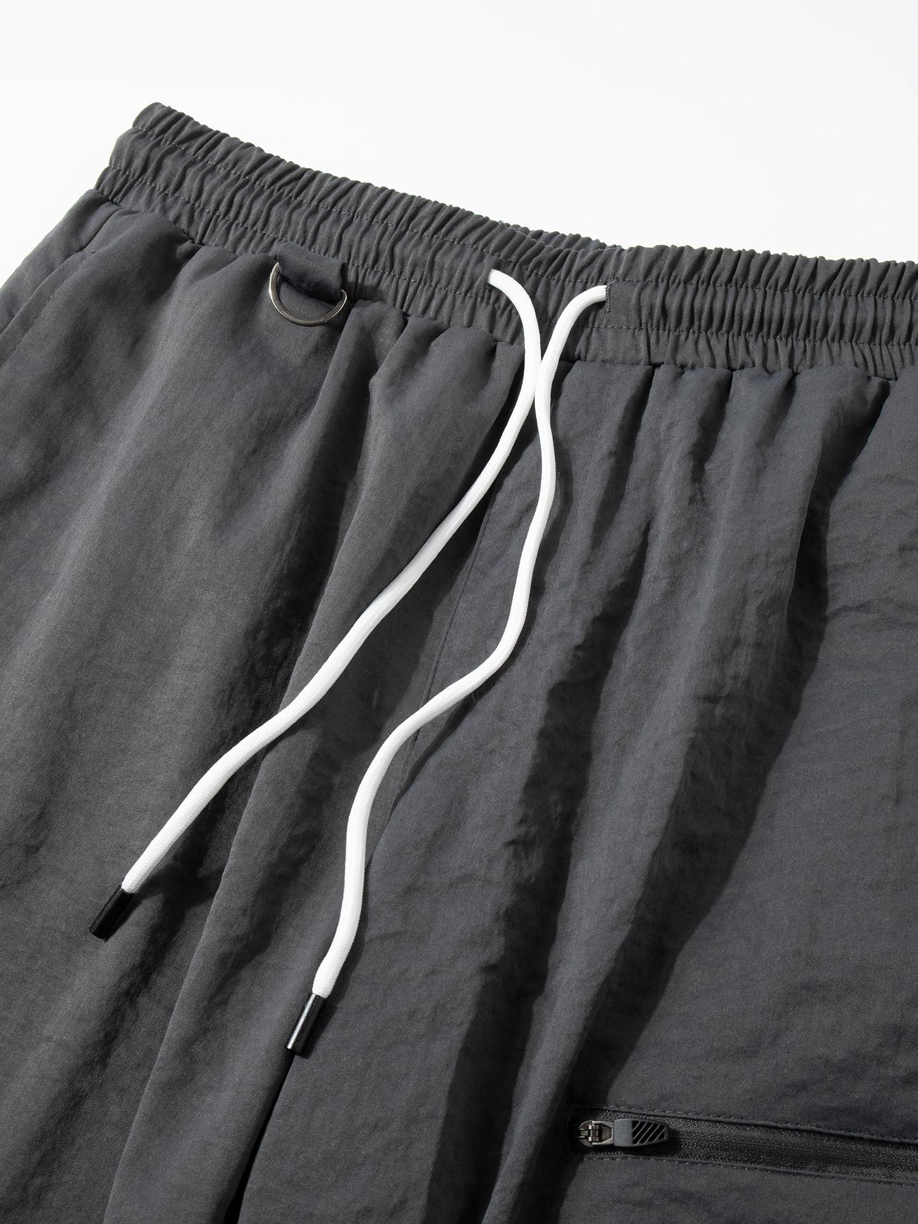 Men’s casual loose cargo pants; practical men’s cargo trousers; versatile two-way wear; straight-leg cargo long pants Menswear Streetwear Pocket Beige Athletic Stylish Dark Gray