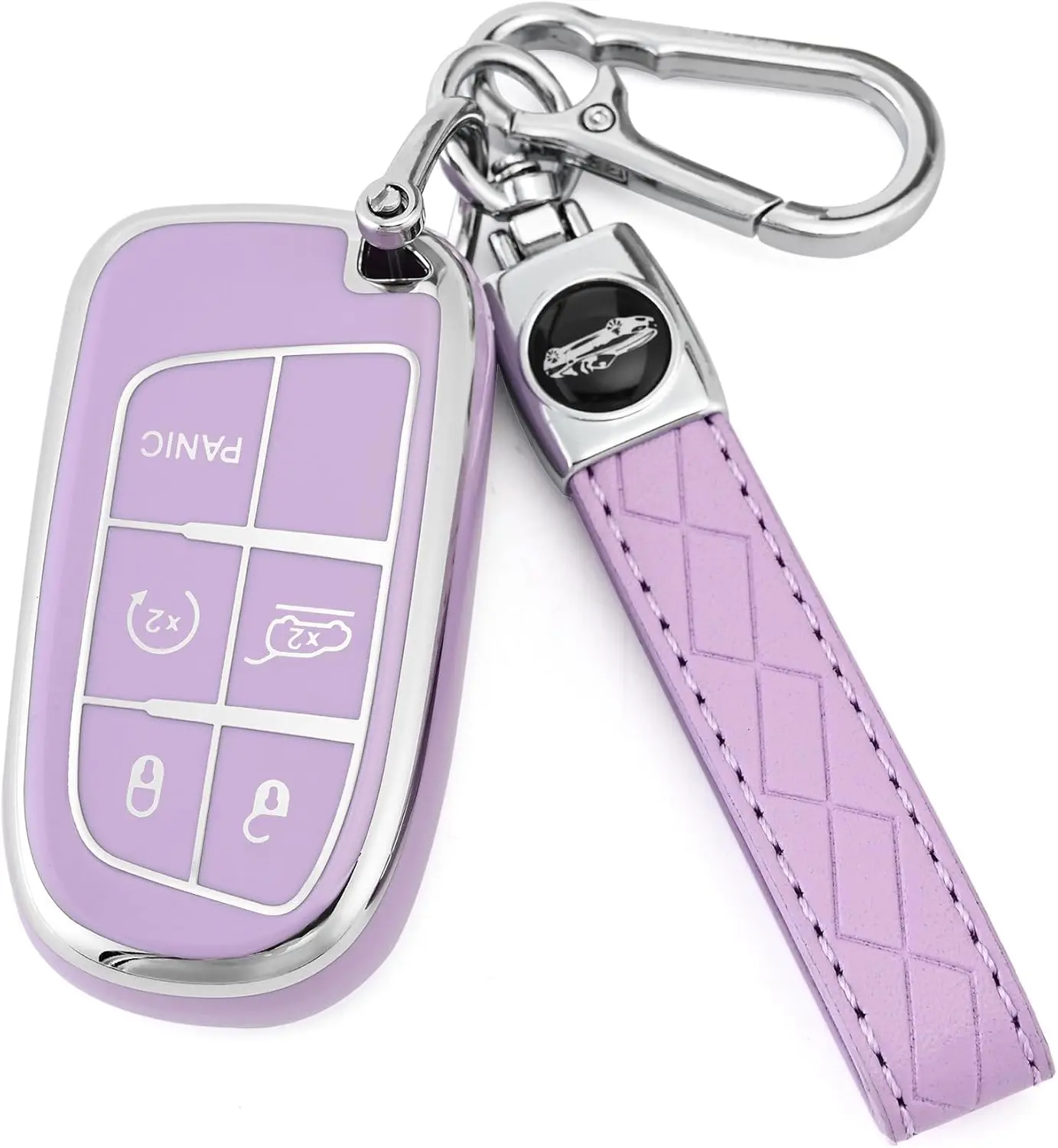 Key Fob Cover for Dodge Jeep - Soft TPU Protection Case with Keychain