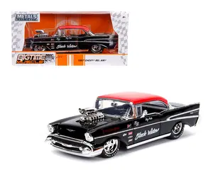 1:24 1957 Chevrolet Bel Air 2 Tone Black w/ Red Top by Jada