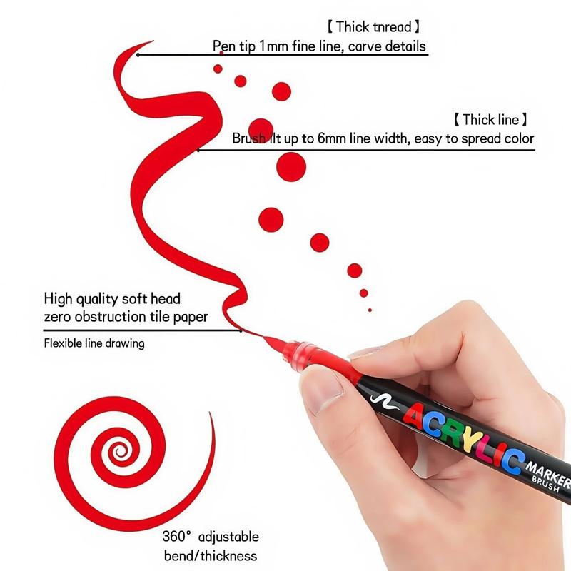 Acrylic Paint Markers Brush Tip & Dual Tip | Set of 12 & 24 Premium Acrylic Paint Pens for Canvas, Rock Painting, Glass, Wood, Ceramic Surfaces, DIY Crafts