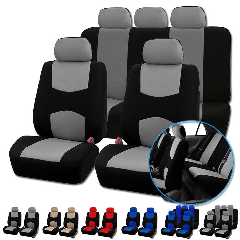 TOYOUN Universal Car Seat Covers Full Set No Zippers for Back Seat Auto Accessories for Cars Trucks Vans SUVs Front & Back Seats
