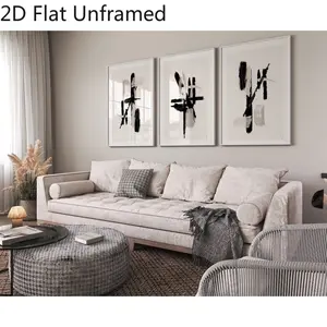 2D Flat 3pcs/set Unframed Abstract Brushstrokes Contemporary Prints Neutral Poster Print Canvas Painting Suitable for Living Room, Bedroom or Office Decoration