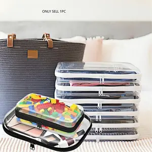 Large Capacity Zipper Organizer Storage Box, Portable Skin Care, Clothes, Books, Room Accessories, Travel Toiletry Bag, 1 Set