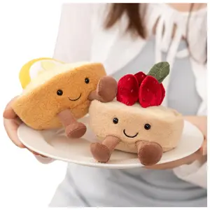 Cute strawberry/lemon pie plush toy with soft filling dessert doll, home decoration