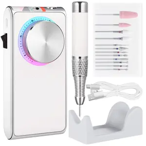 Electric Nail Drill 30000 RPM Brushless Motor, Rechargeable Professional Nail File with Battery & LED Display, Quiet Low-Vibration Nail Drill with 12 Bits for Manicure & Pedicure