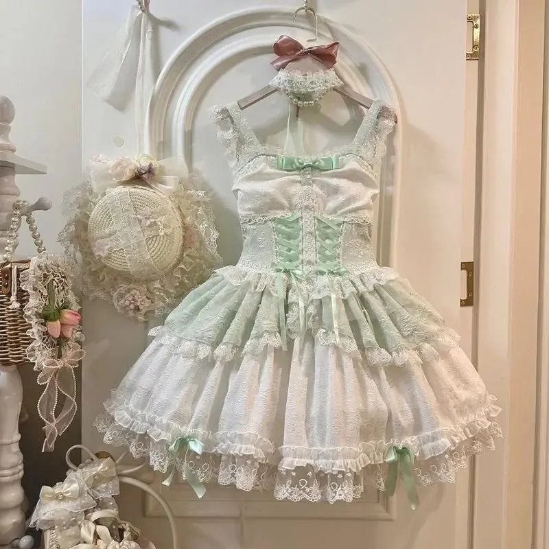 2026 New Japanese Vintage Lolita Dress Women Gothic Short Sleeve Mini Dresses Harajuku Bow Sweet Cute Slim Skirt Autumn New