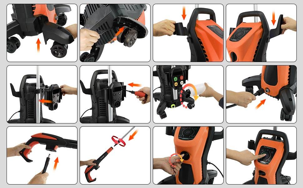 Electric Pressure Washer 5650PSI MAX 3.9GPM, 15 Level Adjustable Touch Screen, Anti-Tip 4 Wheels, Versatile Cleaning, with 4 Quick Connect Nozzles, 500ML Soap Bottle, Stainless Steel Lance, Total Stop System for Car Wash, Home, Patio Cleaning