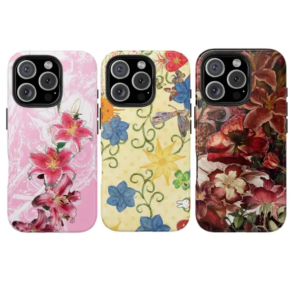 Floral Vintage iPhone Case  Romantic Flower Art Phone Cover with Lily,  Botanical Patterns & Classic Aesthetic,