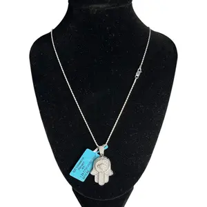 Hamsa Moissanite Pendant Necklace
