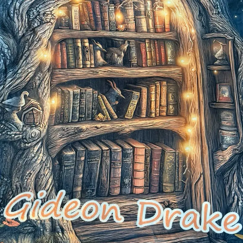 Cozy Throw Blanket - Gideon Drake Bookshelf-Themed Design, LED-Lit, Ideal for Book Lovers' Relaxing Evenings