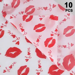 Valentine's Day heart-shaped wrapping paper: Red lips (10 sheets)