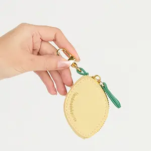 1PC Cute Lemon Fruit Charm Coin Purse - Compact Keychain Wallet with Zipper Closure, Golden-Tone Synthetic Faux Leather & Green Leaf Tag, Perfect Gift for and Women, 2025 New Design, Novelty Purse| Playful Design| Durable Synthetic Leathe,Storage bag
