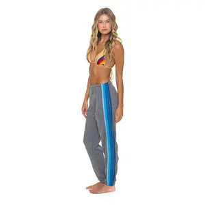 5 STRIPE SWEATPANTS - HEATHER GREY // BLUE
