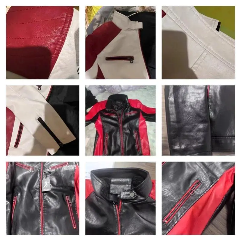 Motorcycle Equipment Leather Jacket Men's Color-blocking Stand-up Collar PU Leather Motorcycle Jacket Casual Leather Jacket Men Motorcycle Equipment Leather Jacket Men's Color-blocking Stand-up Collar PU Leather Motorcycle Jacket Casual Leather Jacket Men