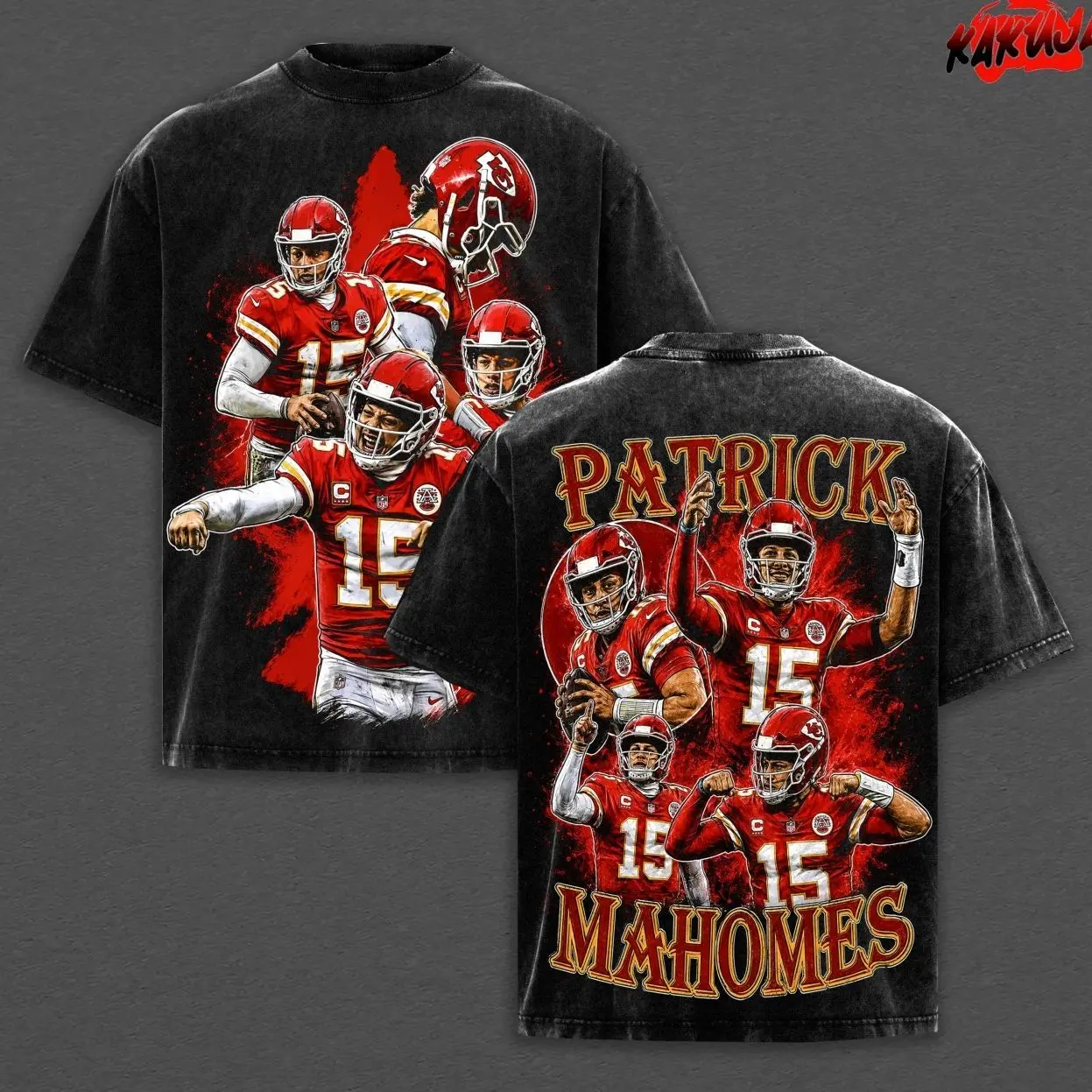Patrick Magic Mahomes 15 Premium Acid Washed Cotton T-Shirt #2, Chiefs Kingdom Apparel, Mahomes Football Fans Streetwear Tee, Gift For Football Fan Graphic Tee T-Shirt,90s graphic good tees Casual American Short Sleeve Unisex T-shirt, Streetwear EI9