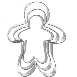 3pcs Large Heavy-Duty Commercial-Grade Suitable for Christmas Gingerbread for Man Biscuit Mold - 430 Stainless Steel Baking Mold with Edges for DIY Gingerbread House, Cookie Decorating, Party Baking - Durable & Reusable