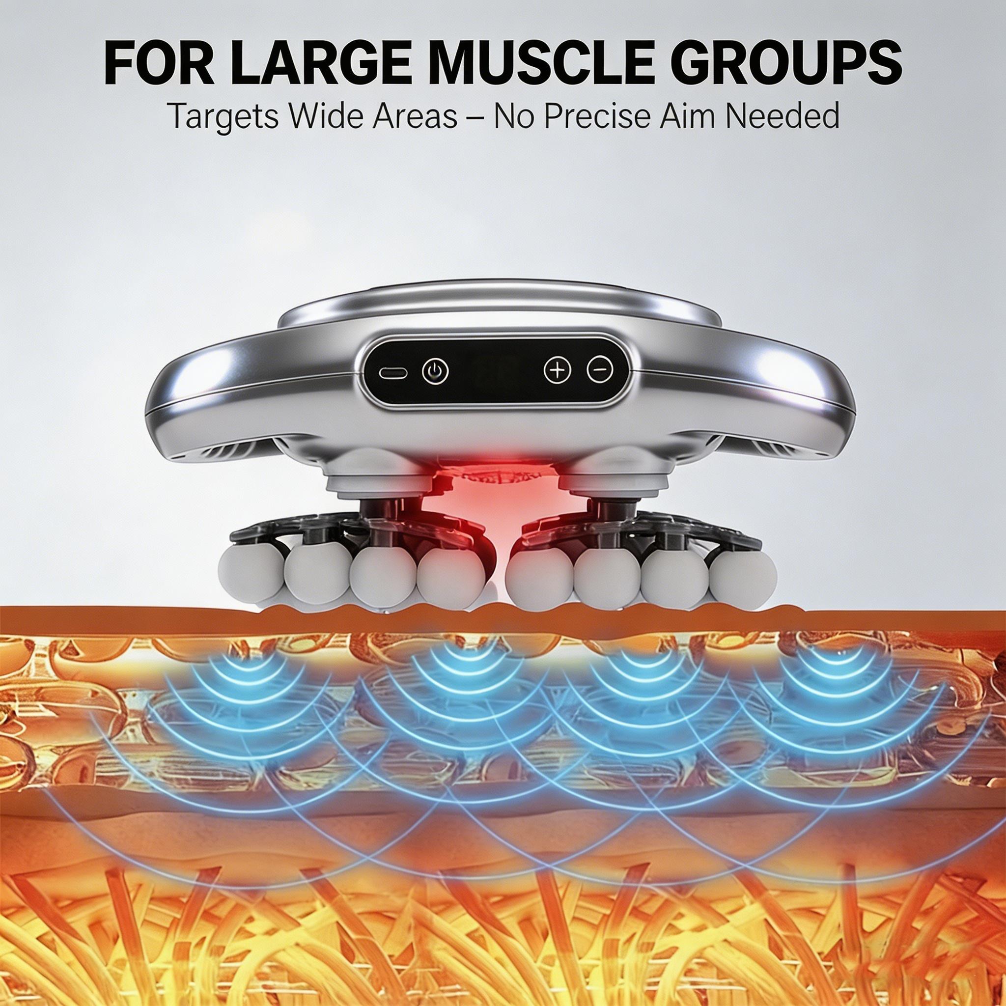 42/12-Head Quiet Massage Gun with Red Light Therapy, Deep Tissue Percussion Massager for Muscle Recovery & Pain Relief, Suitable for Back, Shoulders, Legs & Foot, Great Gift for Friends and Family