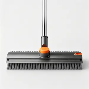 3 in 1 Floor Cleaning Brush with Long Handle, Viral TikTok Cleaning Gadget, Heavy Duty Scrubber with Stiff Bristles and Squeegee, Adjustable Handle for Bathroom Shower Tile Grout Tub Glass Wall Garage Patio Deep Cleaning