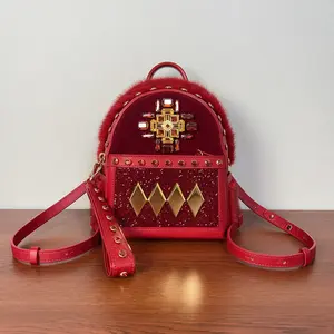 Pre-owned leather Backpacks MCM Red Studded Backpack qiqimq114
