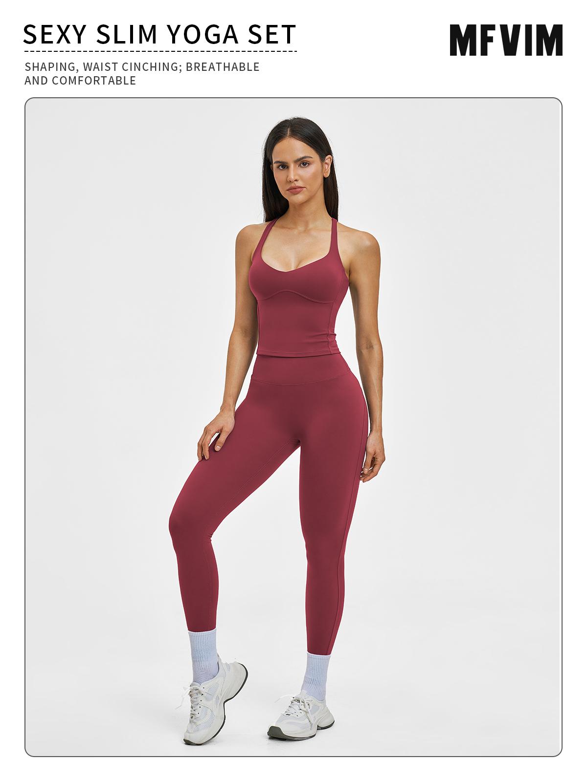 MFVIM Women’s Spring/Summer Fuzzy Sports Set – Crossback Design, Premium Feel Fitness Outfit for Outdoor Casual Running and Yoga