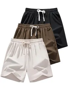 Men's Solid Color Drawstring Waist Shorts, Regular Fit Casual Comfy Breathable Shorts for Beach Vacation Outdoor Activities, Men's Bottoms for Summer, Drawstring Athletic Shorts