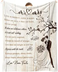 Wedding for Couples 2026, Bridal Shower for Bride Be, Wedding Blanket, Anniversary Mr and Mrs Gifts, Wedding for Newlyweds Marriage Throw Blanket 60"x50"