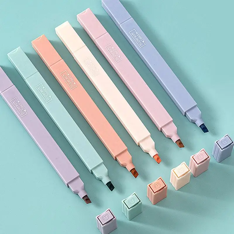 6pcs/set Double-end Highlighter Pen, Writing Tools For Study, Office Use, Multicolor Marker Pen For Student, Art Painting